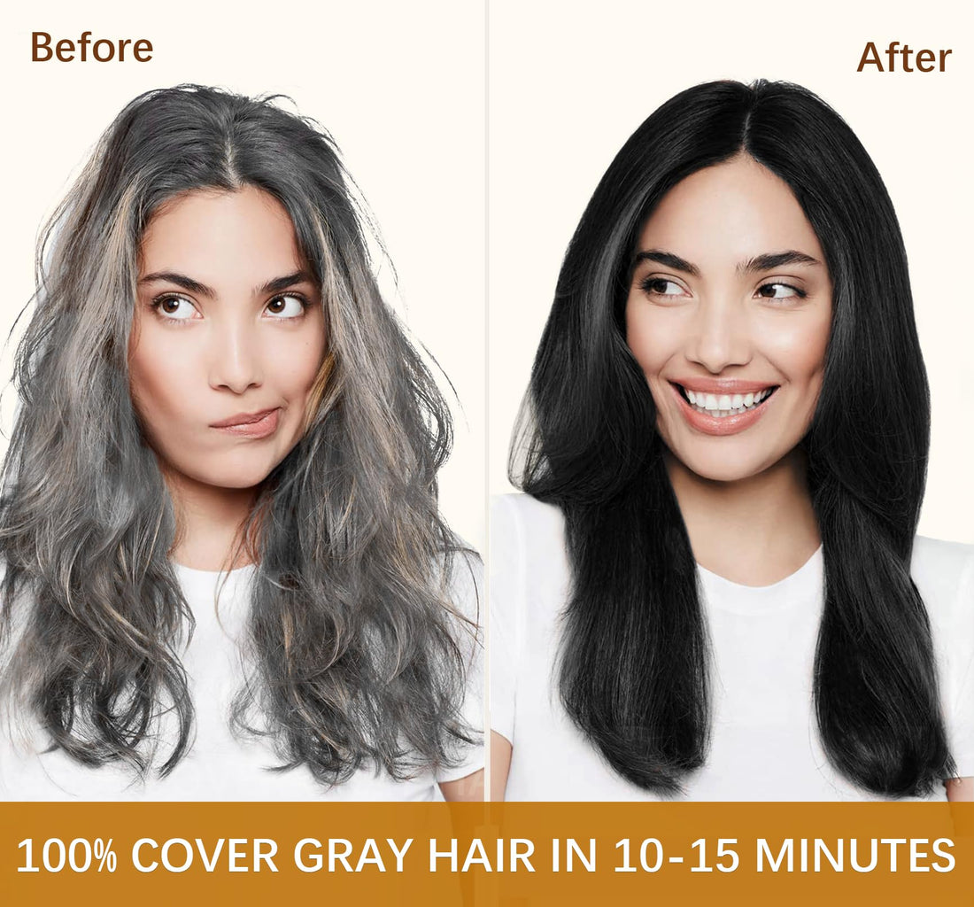 Instant Black Hair Dye Shampoo, Coconut Oil Black Hair Shampoo for gray hair,Natural Black Hair Color Shampoo 3 in 1,Black Shampo for Men & Women,Long - Lasting Coconut Dye Shampoo 16.90 Fl Oz(Black)