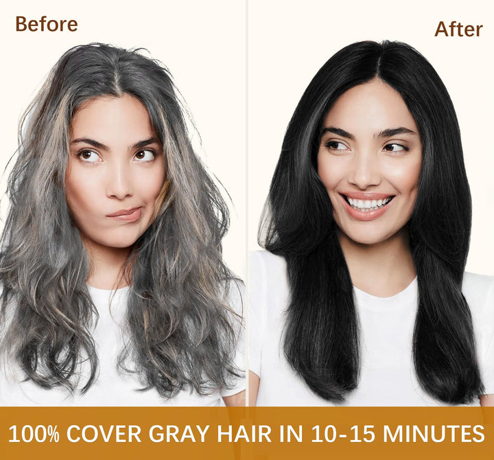 Instant Black Hair Dye Shampoo, Coconut Oil Black Hair Shampoo for gray hair,Natural Black Hair Color Shampoo 3 in 1,Black Shampo for Men & Women,Long - Lasting Coconut Dye Shampoo 16.90 Fl Oz(Black)