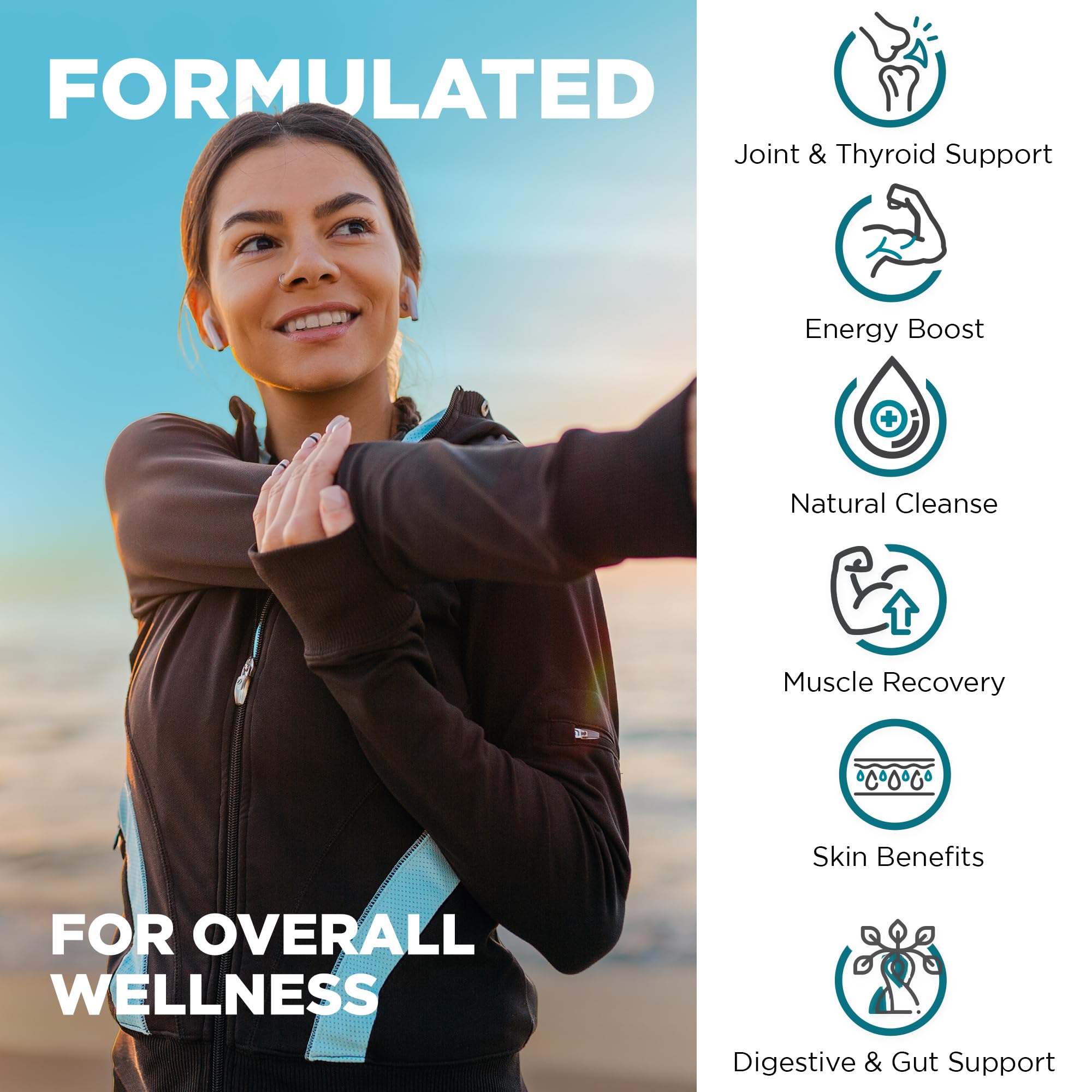 Nutrivein Organic Sea Moss 1600mg Plus Bladderwrack & Burdock - 120 Capsules - Prebiotic Super Food Boosts The Immune System & Digestive Health - Thyroid, Healthy Skin, Keto Detox, Gut, Joint Support