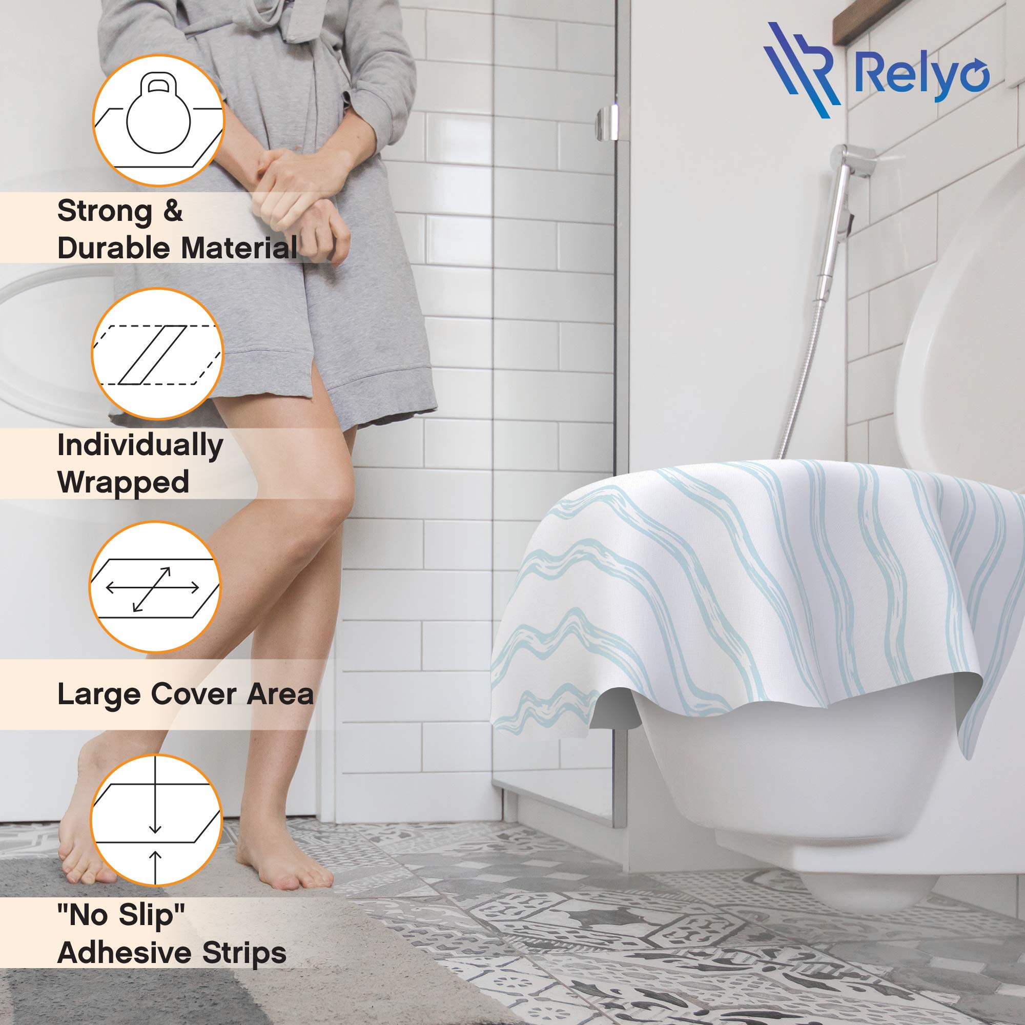 Toilet Seat Covers Disposable - 20 Pack - Waterproof, Ideal for Kids and Adults – Extra Large, Individually Wrapped for Travel, Toddlers Potty Training in Public Restrooms (Waves, 20)