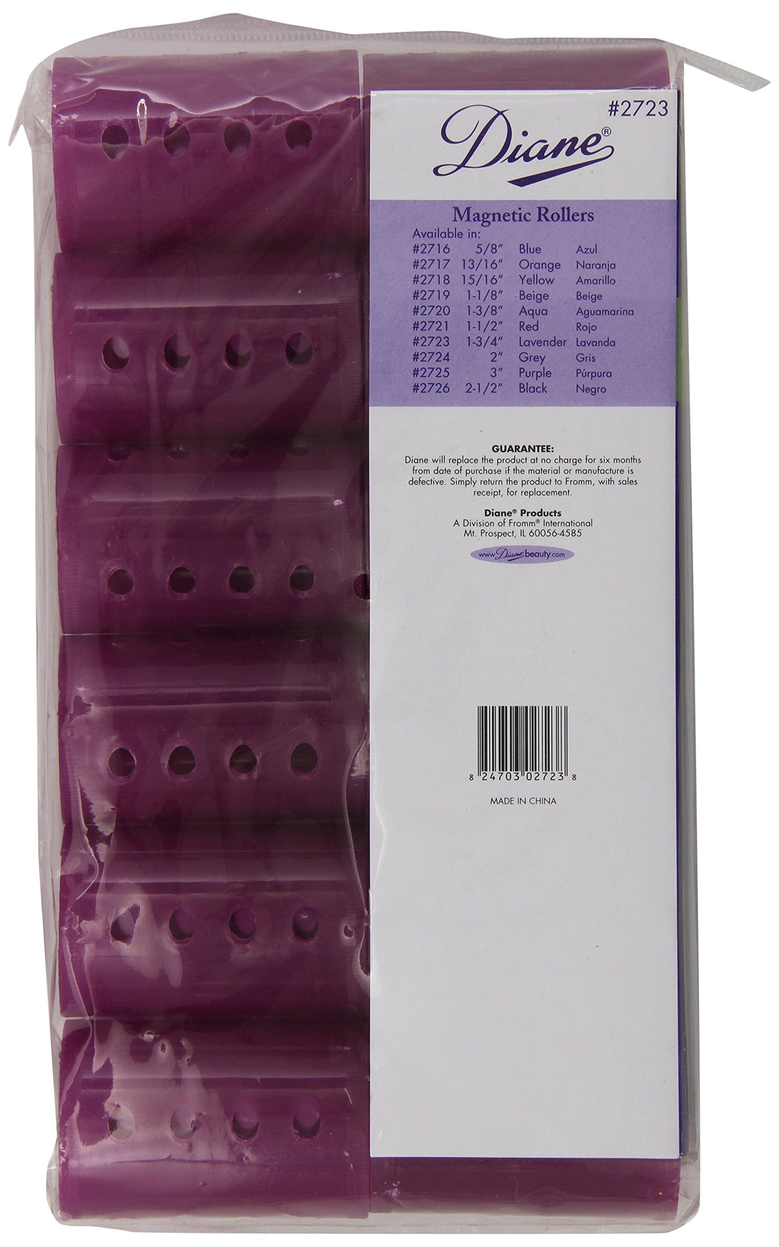 Lavender, 1-3/4 Inch : Diane Magnetic Roller, Lavender, 1-3/4 Inch, 12 Count