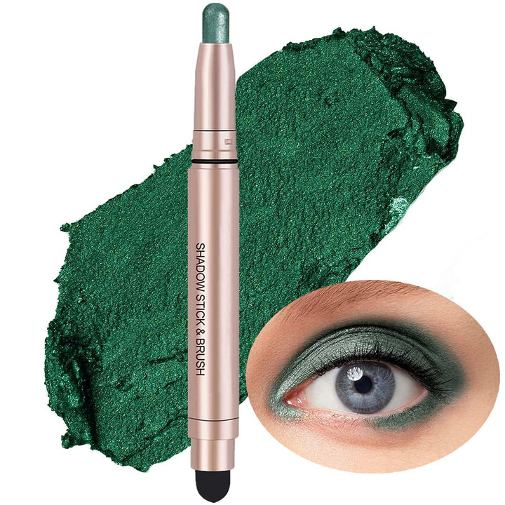 SAUBZEAN Green Eyeshadow Stick Makeup, Highlighter Cream Eye Shadow Pencil, Waterproof Hypoallergenic Long Lasting Matte Crayon, Glitter Primer Palette Shimmer Eyeliner Pen