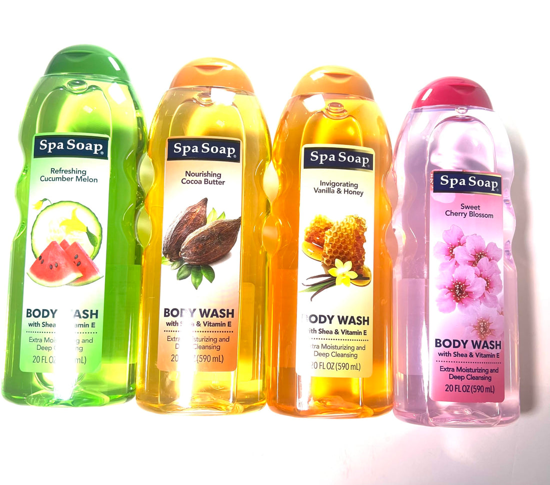 Spasoap Body Wash, With Soft Refreshing Scent Extra Moisturizing and Deep Cleansing with shea & Vitamin E (2 count) 20FL oz each; Body soap smooth feeling (Cucumber Melon)