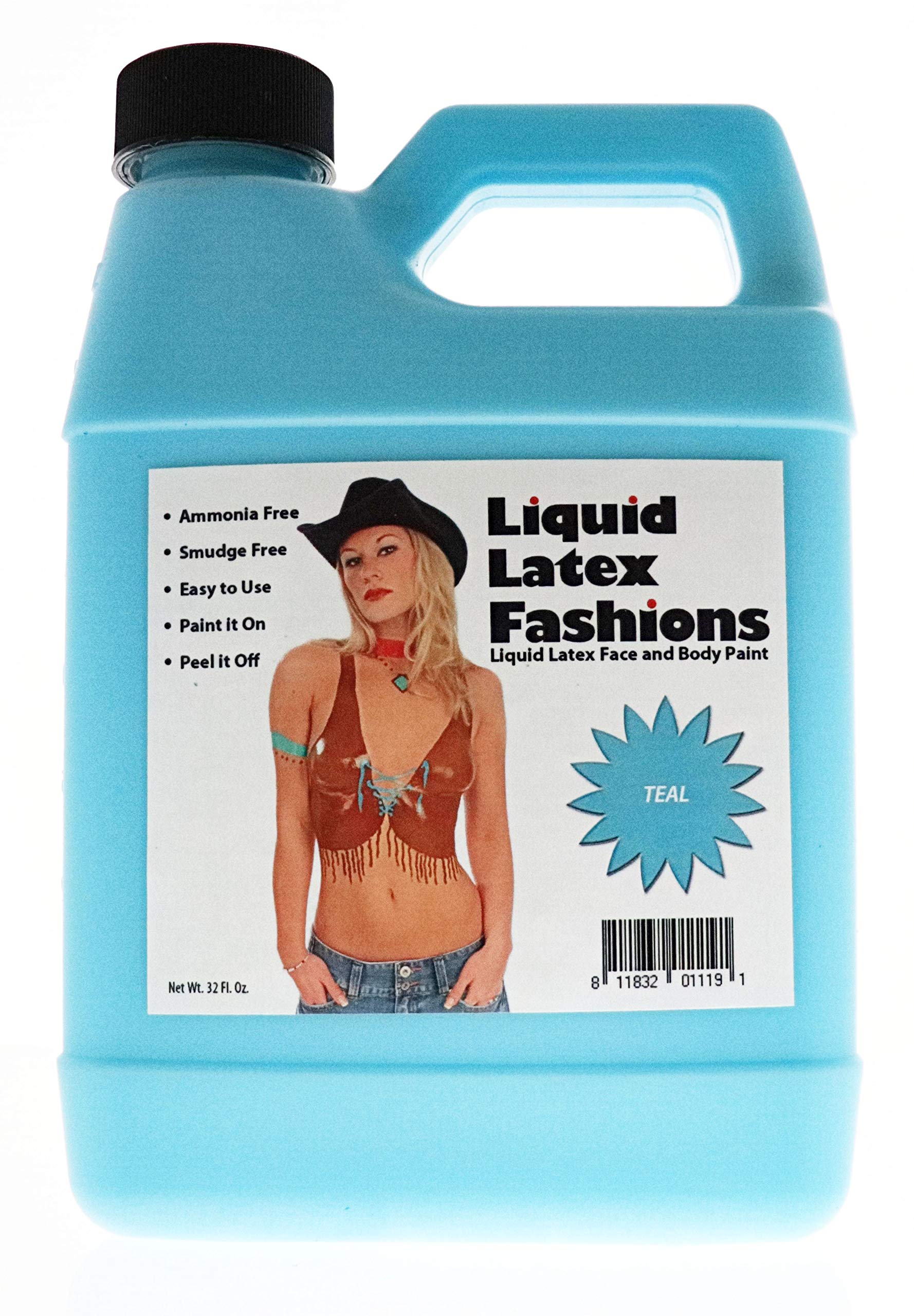 32 Oz. , Teal : Liquid Latex Fashions Ammonia Free Liquid Latex Body Paint - 32oz Teal