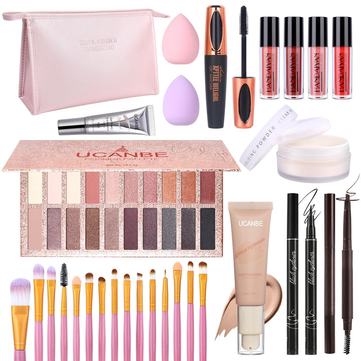 UCANBE All In One Makeup Kit for Women Full Kit, Makeup Gift Set for Valentine's Day Gift, Eyeshadow Palette Liquid Foundation Lip Gloss Etc,Makeup Set for Women & Makeup Beginners, Travel Makeup Set