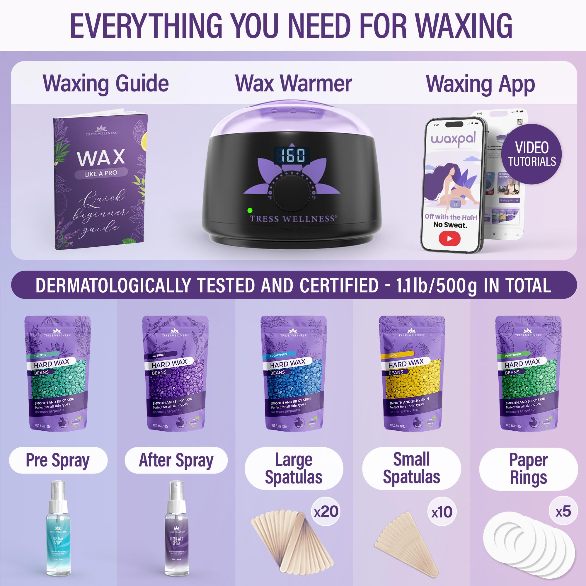 Home Waxing Kit Wax Warmer Hair Removal Waxing Kit - Professional at Home Waxing Kit - Wax Machine for Body Wax - Hard Wax Kit Wax Pot - Waxing Pot Brazilian Wax Kit - Hard Wax Warmer Wax Heater