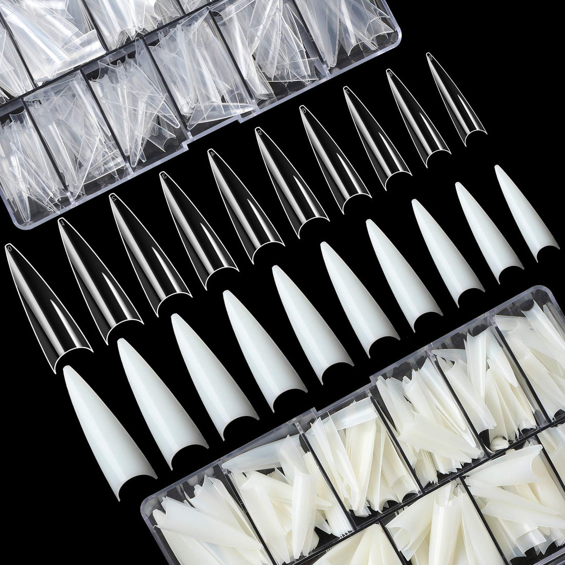 1000PCS Nail Tips Acrylic Nails 10 sizes Artificial Half Cover False Flake Nail Tips for Nail Salon Nail Shop DIY Nail Art Ballerina Nails (Short French Nail Tips)