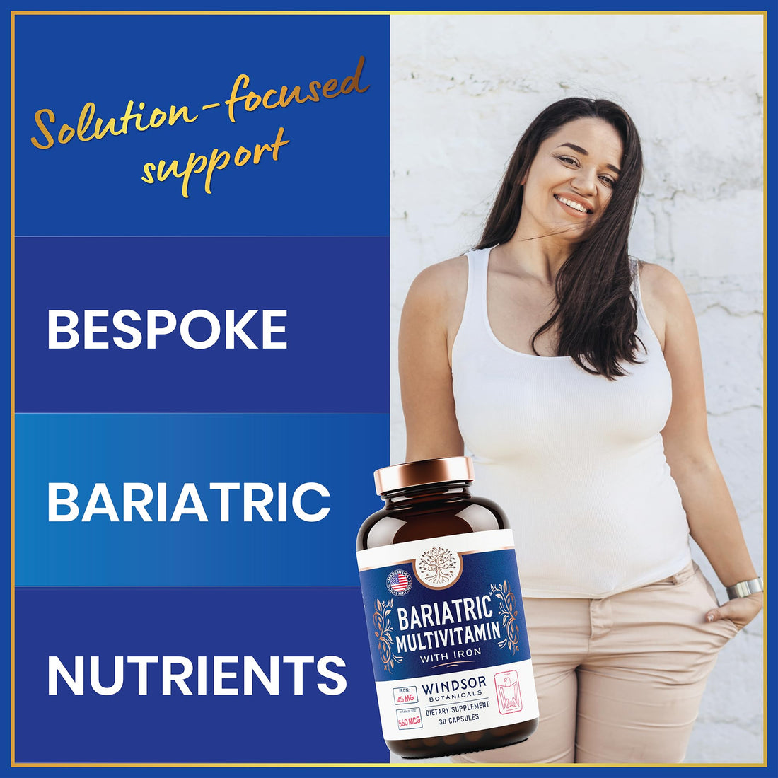 Bariatric Multivitamin with Iron - 45mg Iron Easy to Swallow, One a Day Bariatric Vitamins for Women and Men - Gastric Bypass, Gastric Sleeve Recovery Vitamin Multivitamins - 30 Caps