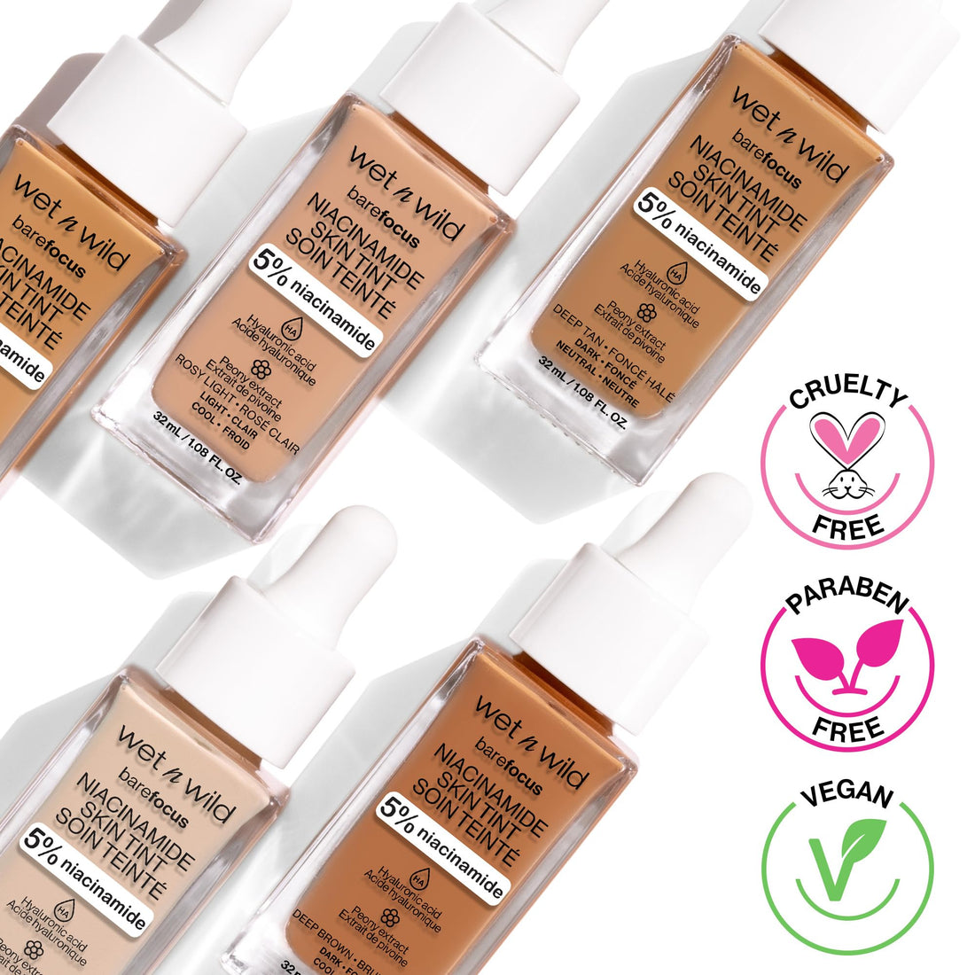 wet n wild Bare Focus Skin Tint, 5% Niacinamide Enriched, Buildable Sheer Lightweight Coverage, Natural Radiant Finish, Hyaluronic & Vitamin Hydration Boost, Cruelty-Free & Vegan - Fair
