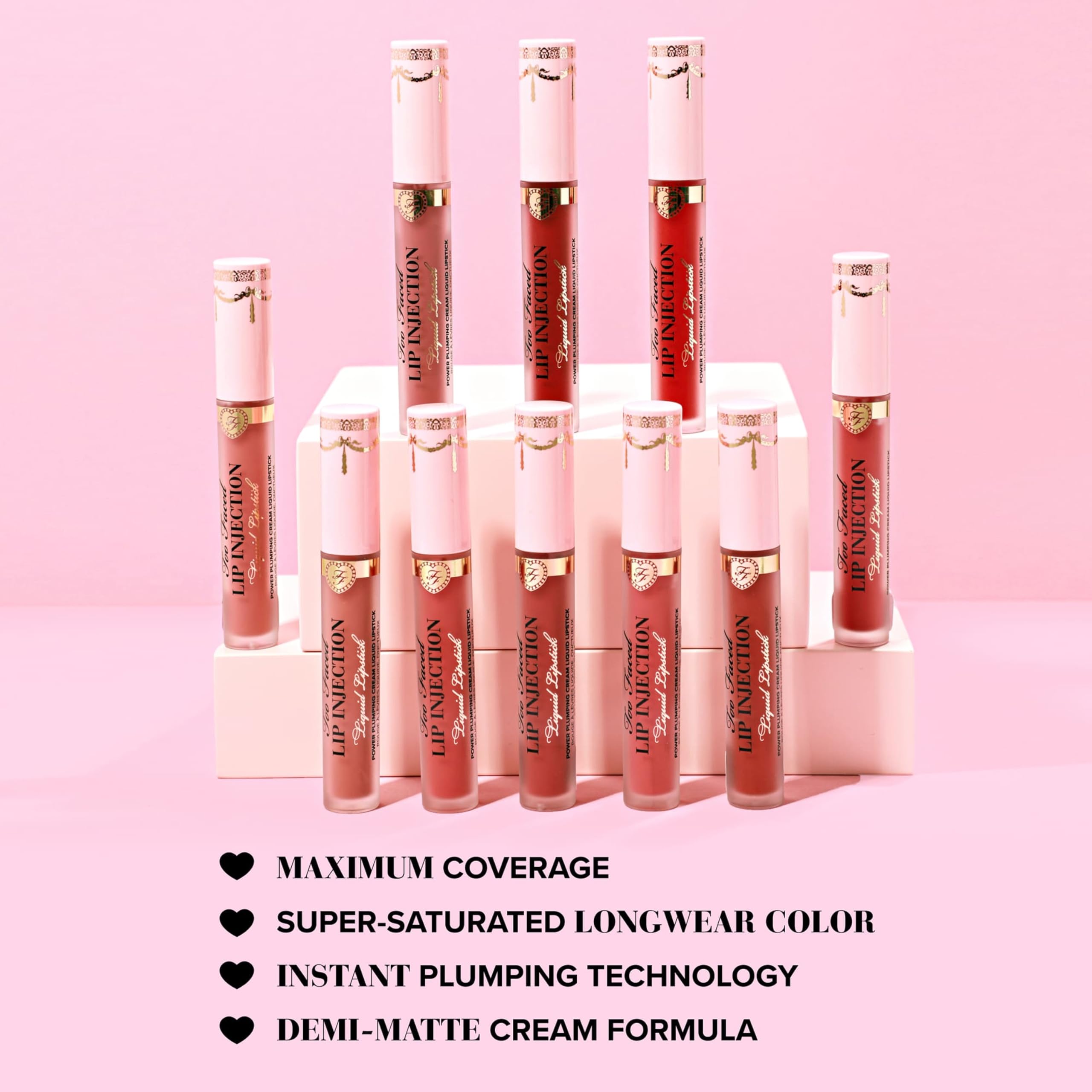 Too Faced Lip Injection Power Plumping Cream Longwear Liquid Lipstick | Hydrating, Matte + Long Lasting, 0.1 Fl Oz, Filler Up