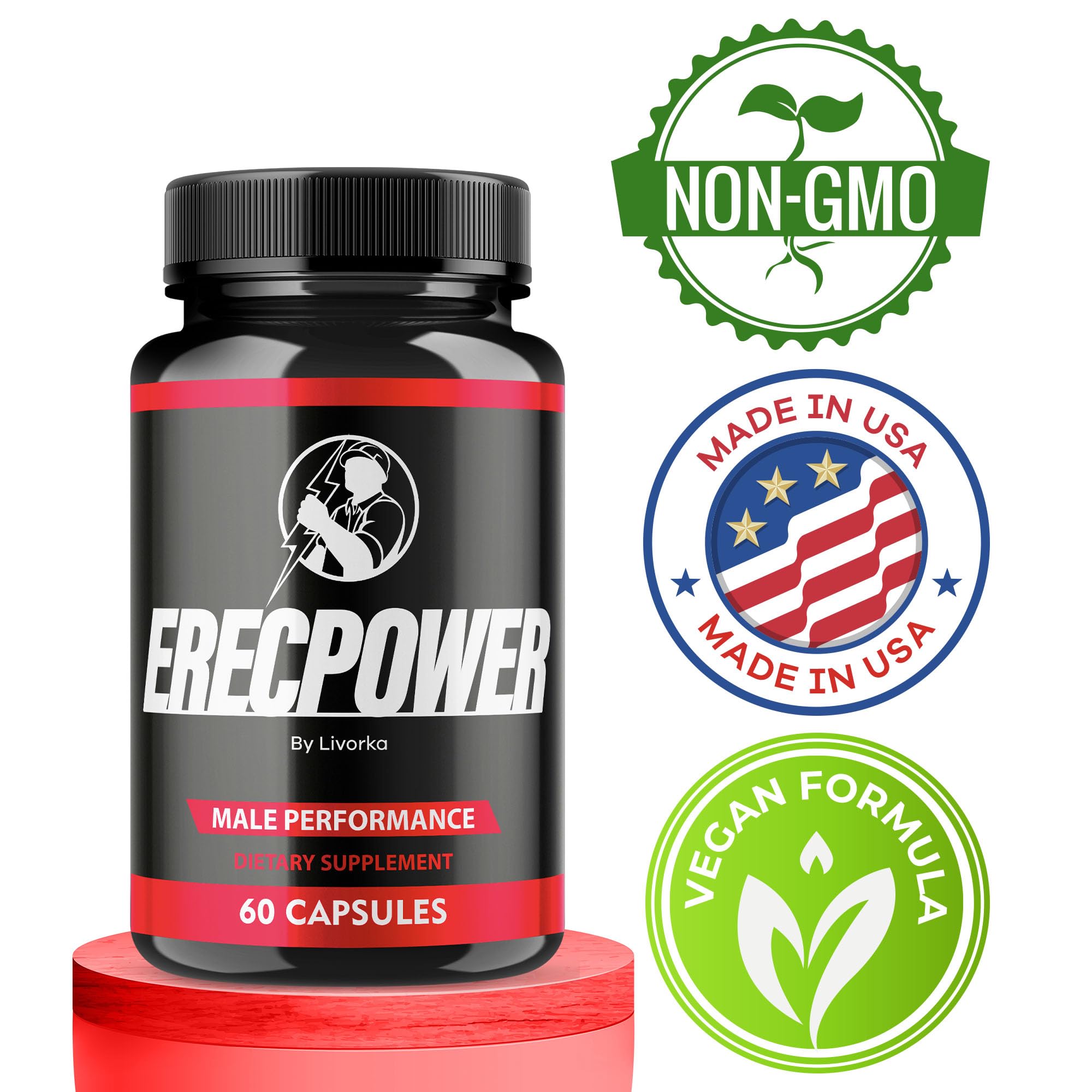 (5 Pack) Erecpower for Men Capsules, Erecpower Pills, Erecpower Male Performance, Erecpower Capsules, Erecpower Capsules Multivitamin Men Health, Erecpower Advanced Formula, 300 Capsules for 5 Months