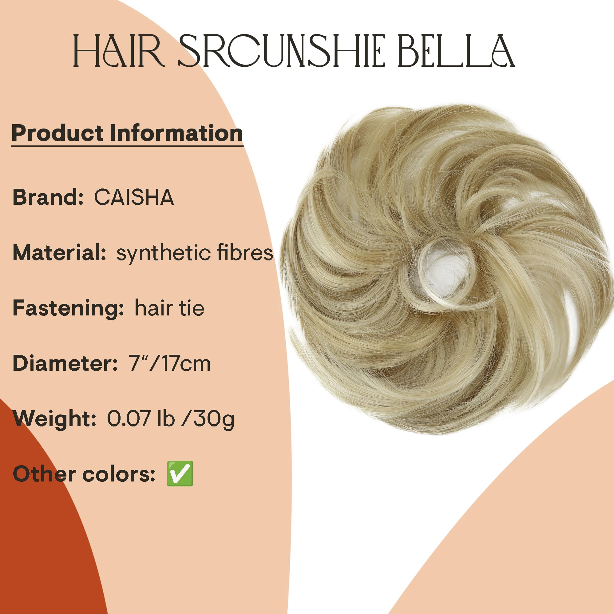 blonde mix 25H613 : PRETTYSHOP Scrunchie Bun Up Do Hair piece Hair Ribbon Ponytail Extensions Wavy Curly or Messy Various Colors(bleach blond mix25H613)