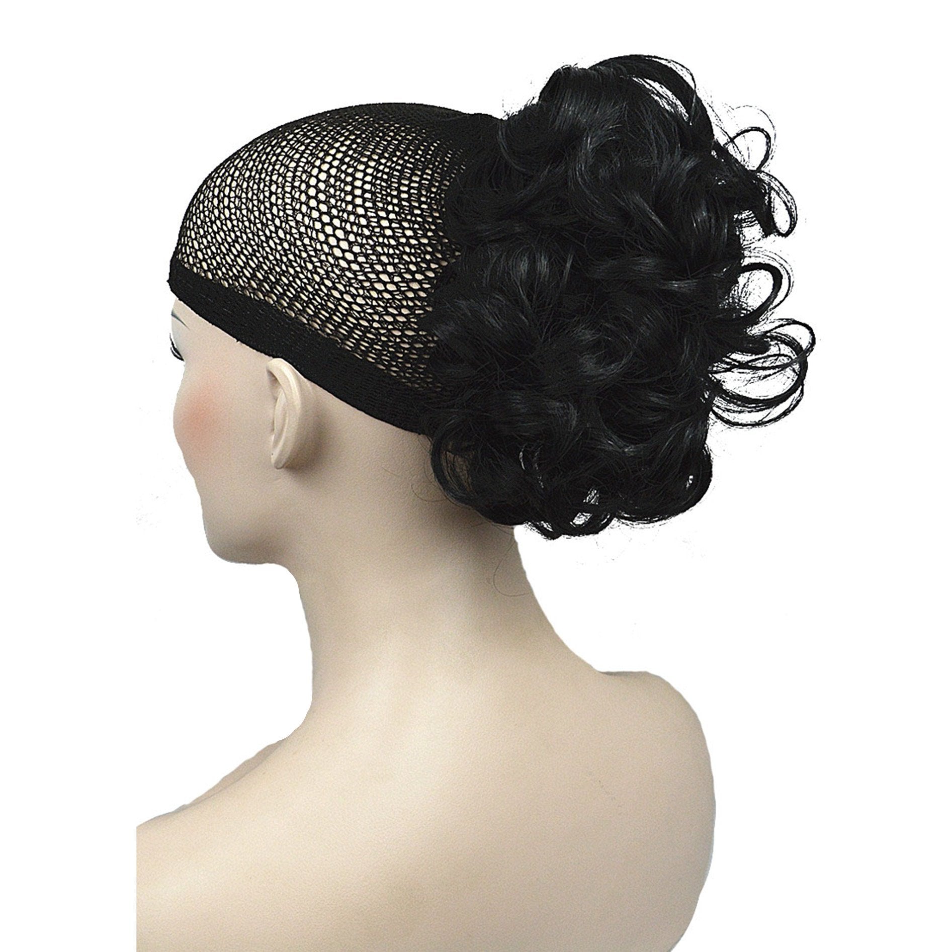 Lydell Short Ponytail Hair Extension Wavy Synthetic Hair-Piece with Jaw Claw (#1 Jet Black)