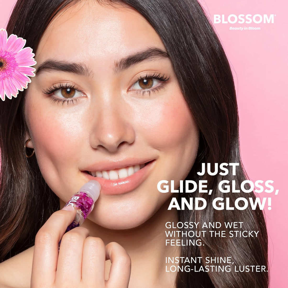 Blossom Scented Roll on Lip Gloss, Infused with Real Flowers, Made in USA, 0.20 fl. oz./5.9ml, Watermelon