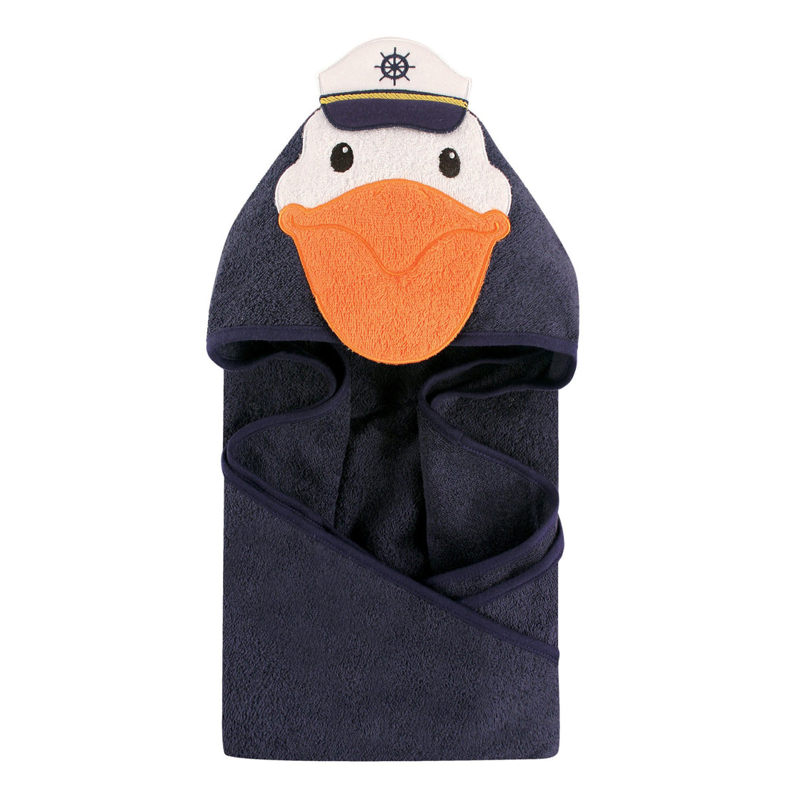 Hudson Baby Unisex Baby Cotton Animal Face Hooded Towel, Pelican, One Size