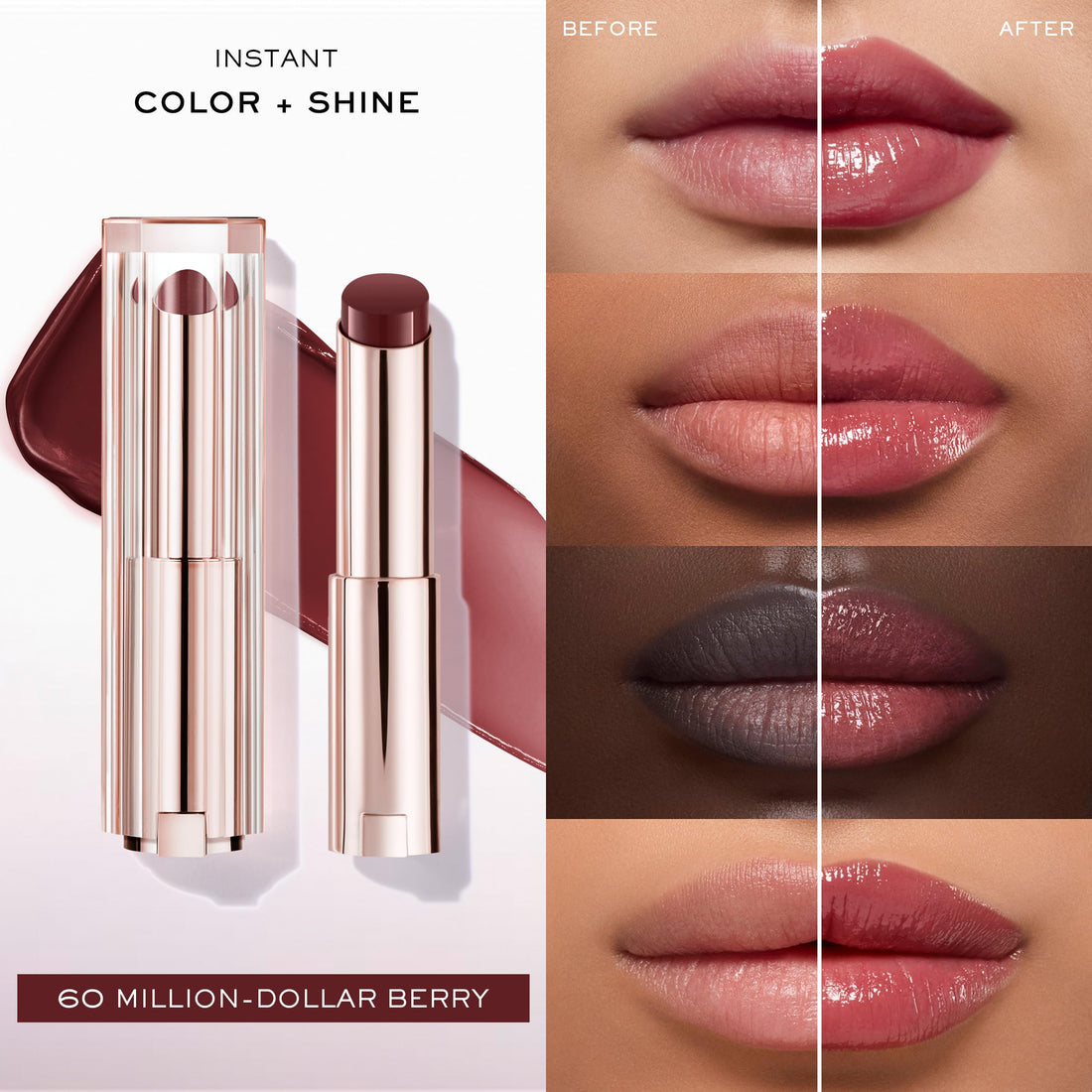 Lancôme Lip Idôle Squalane - 12 Butterglow Hydrating Lip Balm - Instant Shine & Lasting Hydration - 60 MILLION-DOLLAR BERRY (Neutral Merlot Burgundy)