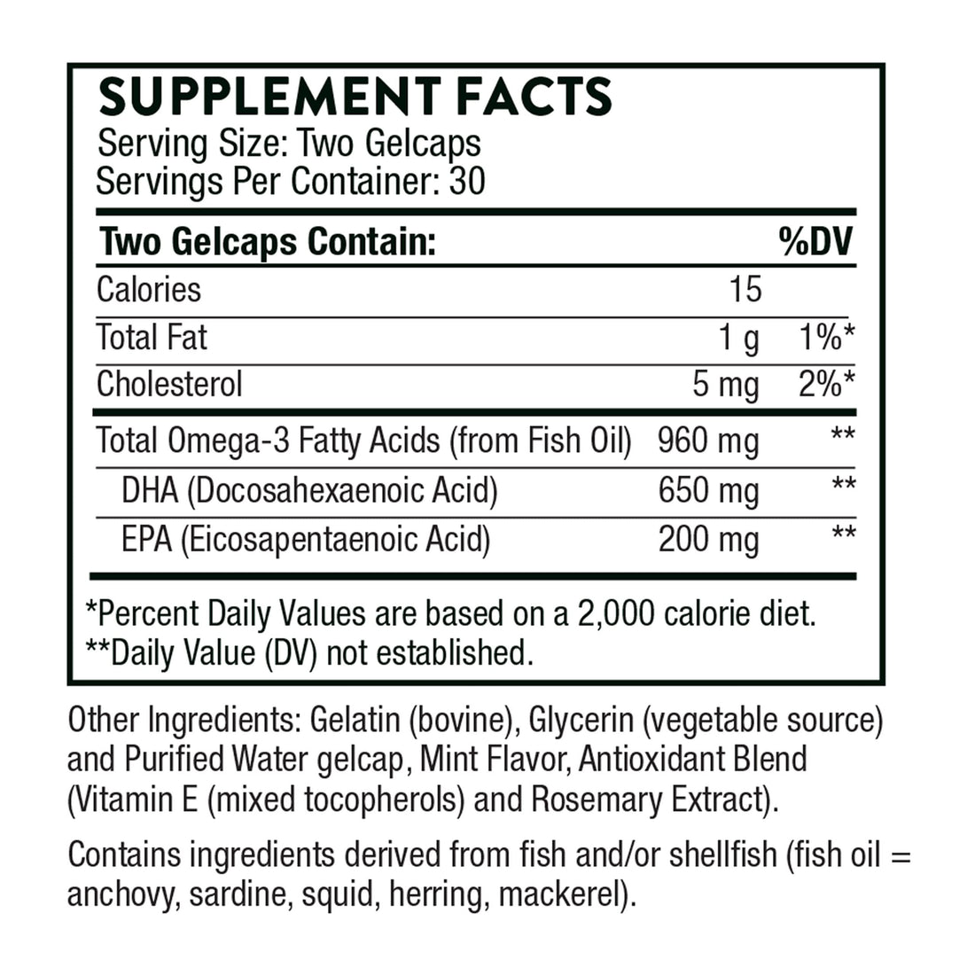 THORNE Prenatal DHA - 650 mg DHA and 200 mg of EPA - Supports Baby’s Brain and Nervous System Development from Pregnancy to Nursing - 60 Capsules
