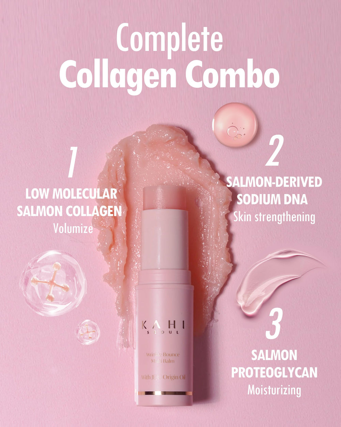 KAHI Wrinkle Bounce Multi Balm Stick | All-in-One Hydrating Lip Balm Eye Cream Neck Cream Make Up Base & Face Mist Moisture Balm Stick | Salmon DNA PDRN Balm Stick |Daily Face Moisturizer Stick