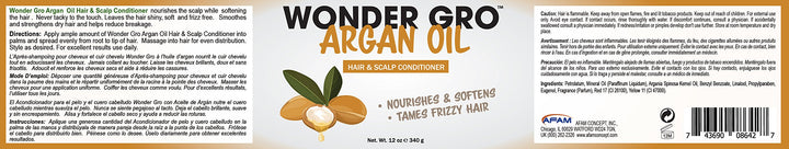 Argan Oil Hair Grease Styling Conditioner, 12 fl oz - Frizz-Free Grease - Nourishes & Softens by Wonder Gro