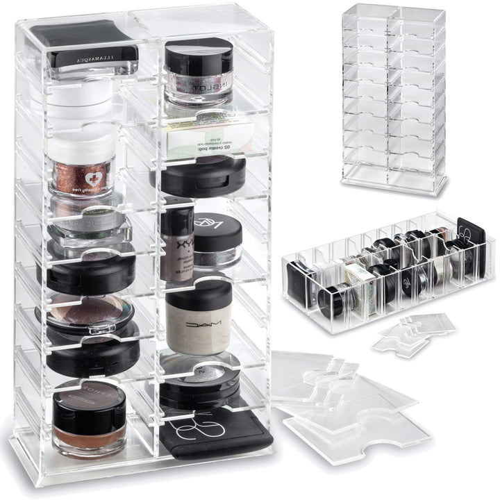 byAlegory Acrylic Makeup Stand Organiser With Removable Dividers | 20 Spaces Designed To Stand & Lay Flat
