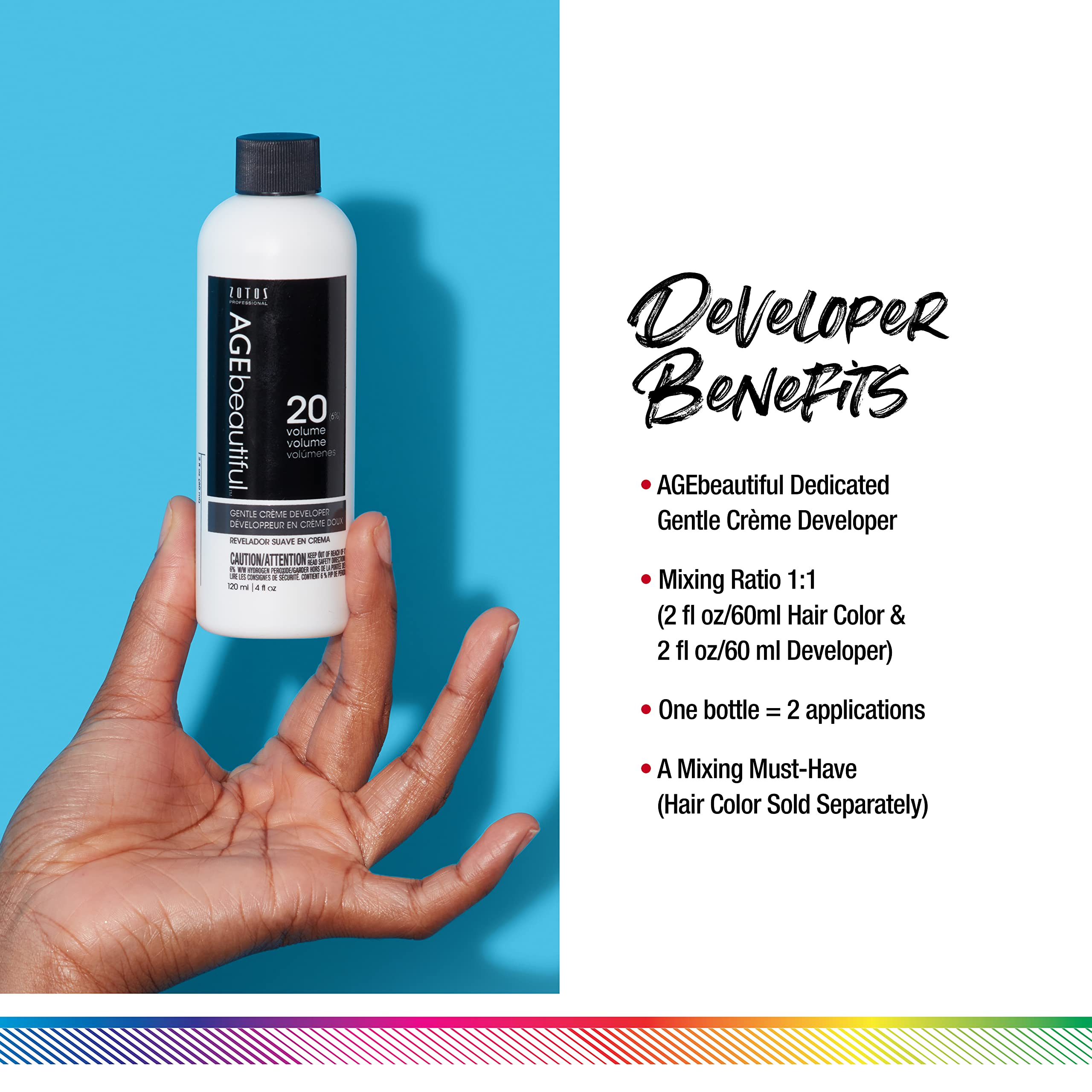 AGE beautiful 20 Volume Gentle Creme Hair Developer | For Permanent Hair Color Dyes, Toners, Lighteners | Professional Salon Coloring | Long Lasting Haircolor | 4 Fl Oz