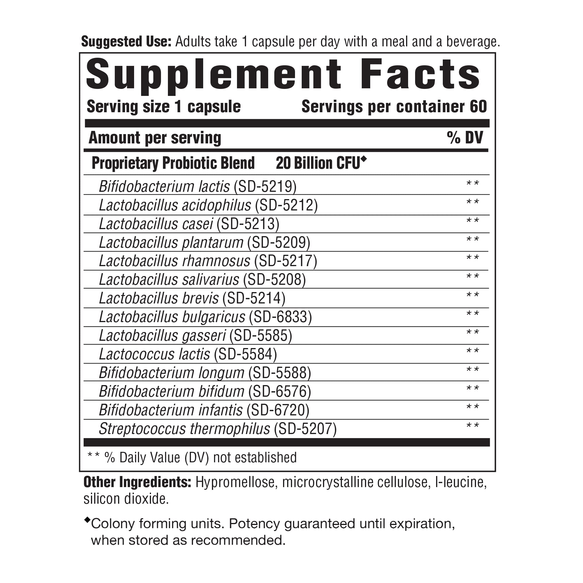 Innate Response Formulas Flora 20-14 Ultra Strength - Probiotic Supplement with 20 Billion CFU - 14 Probiotic Strains - Vegetarian and Non-GMO - Made Without 9 Food Allergens - 60 Capsules