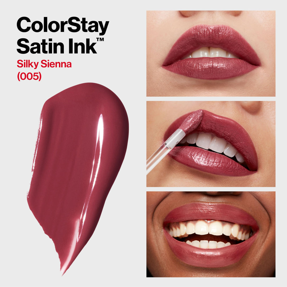 Revlon ColorStay Satin Ink Liquid Lipstick, Longwear Rich Lip Colors, Formulated with Black Currant Seed Oil, 005 Silky Sienna, 0.17 fl. oz.