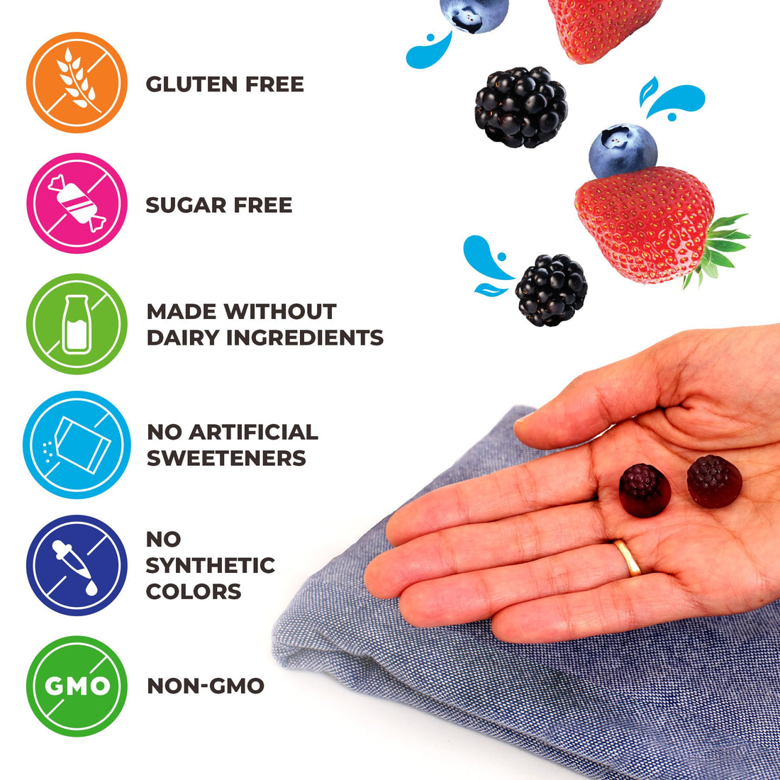 Orgain Kids Sugar Free Multivitamin Gummies, Vegan & Plant Based, 50 Superfoods, 15 Vitamins and Minerals, Immune Support and 3g of Fiber, Mixed Berry, Ages 4+, 1 Month Supply (60 Gummies)