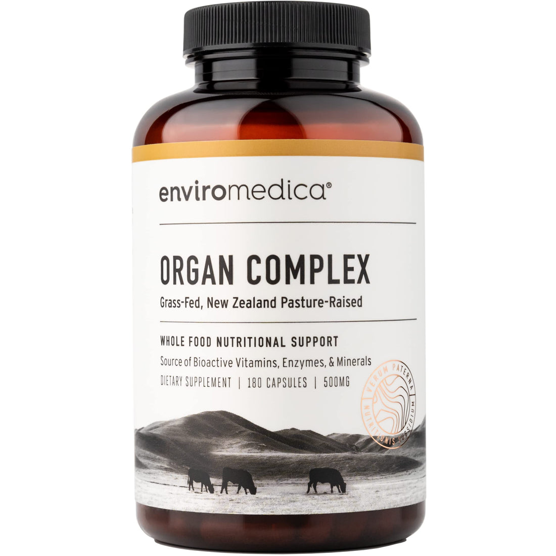 Enviromedica Grass-Fed Organ Complex: Freeze-Dried Beef Liver, Kidney, Heart, and Pancreas (180 ct)