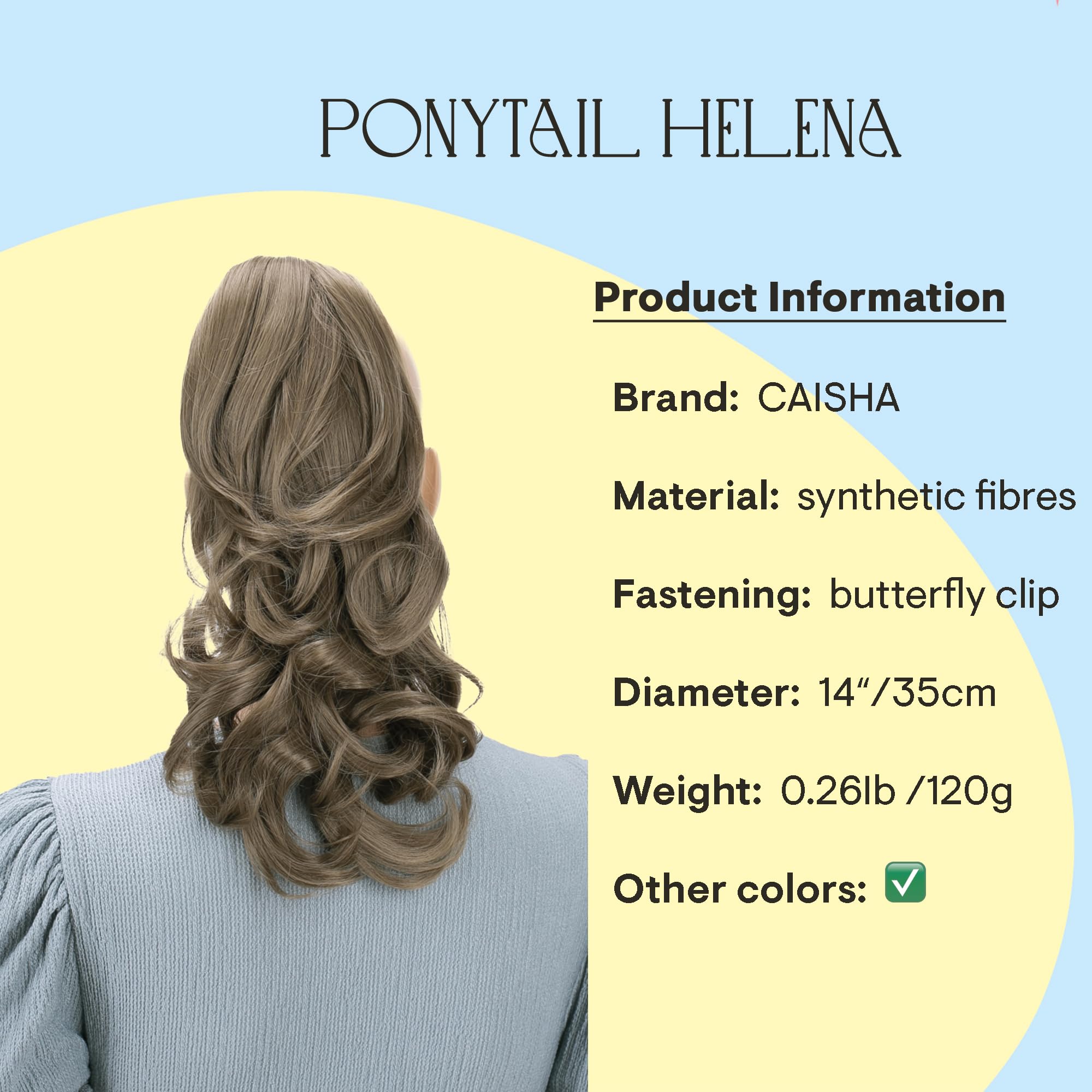 Ash brown # 18T H109 : PRETTYSHOP 14 Hair Piece Ponytail Extension wavy Nature Looking Heat-Resisting Ash brown # 18T H109