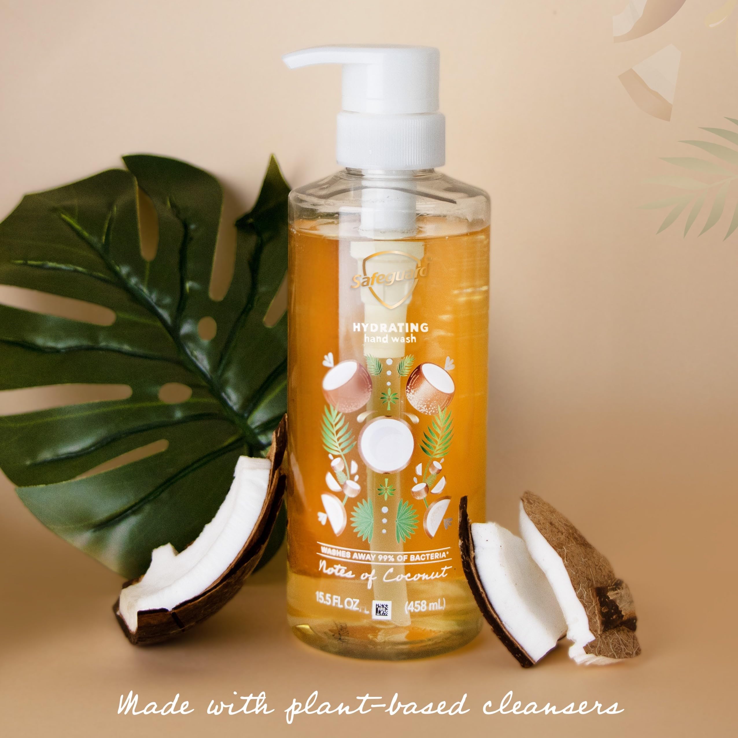 Safeguard Liquid Hand Soap, Micellar Deep Cleansing, Washes Away 99% Bacteria, Made with Natural Moisturizers, Enriched with Skin Conditioners, PH Balanced, Coconut Scent 15.5 oz