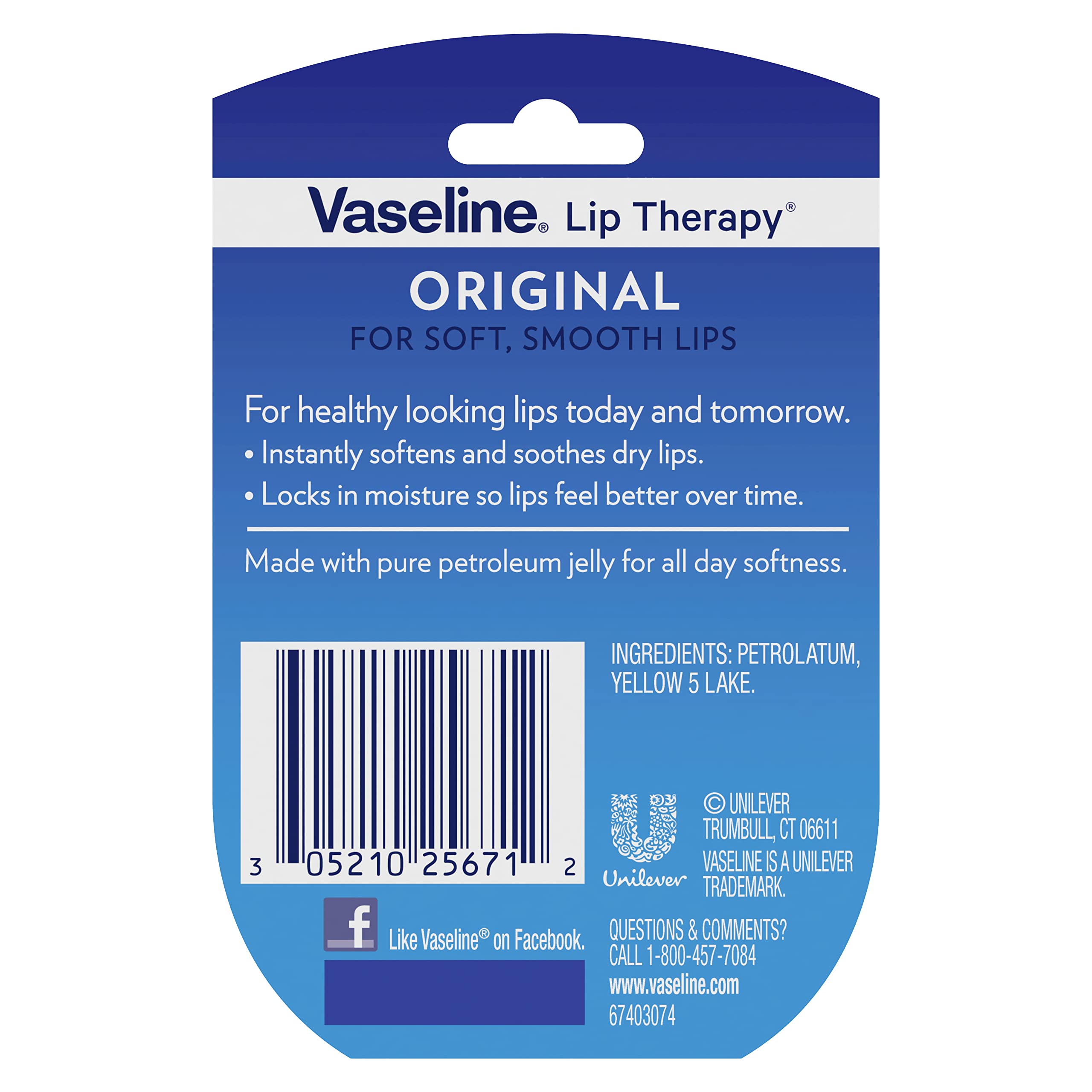 Vaseline Lip Therapy 6-Pack – Mini Lip Balm, Travel-Size Petroleum Jelly Moisturizer for Dry Lips, 0.25 Oz Each