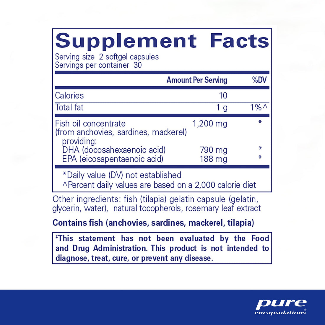 Pure Encapsulations DHA Ultimate | Eco-Friendly Supercritical CO2 Extracted DHA Fish Oil Concentrate | 60 Softgel Capsules