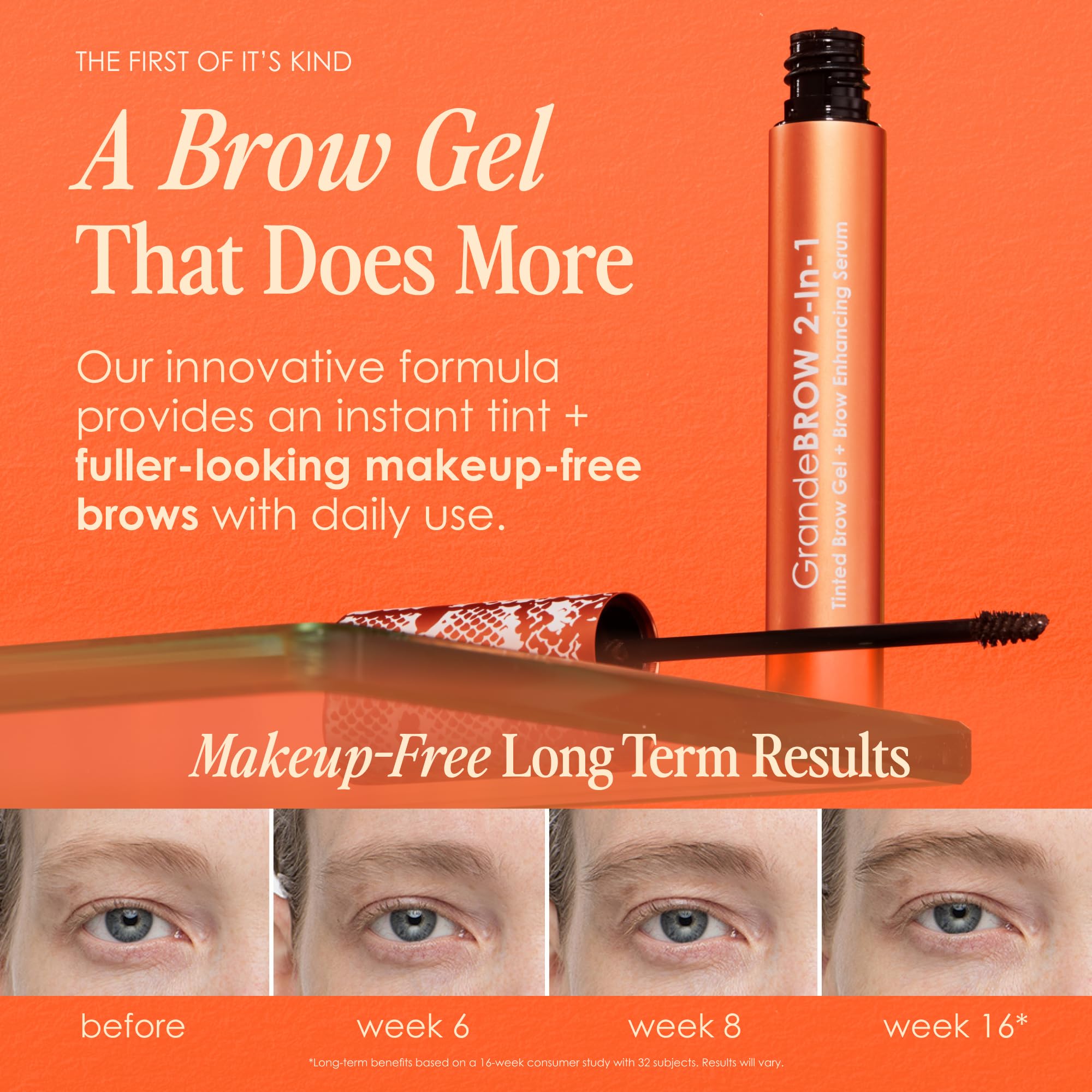 GrandeBROW 2-In-1 Tinted Brow Gel + Brow Enhancing Serum, Taupe