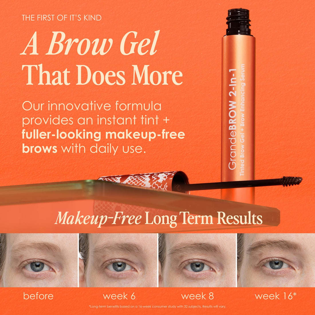 GrandeBROW 2-In-1 Tinted Brow Gel + Brow Enhancing Serum, Taupe