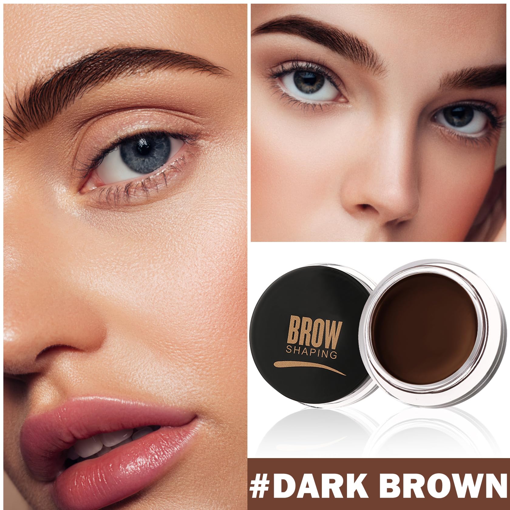 Eyebrow Pomade Brow Gel Pomade,Long Lasting Waterproof and Enhancers Eyebrow Soft Smooth,Eyebrow Makeup Gel with Eyebrow Brush for Girls and Women-Dark Brown
