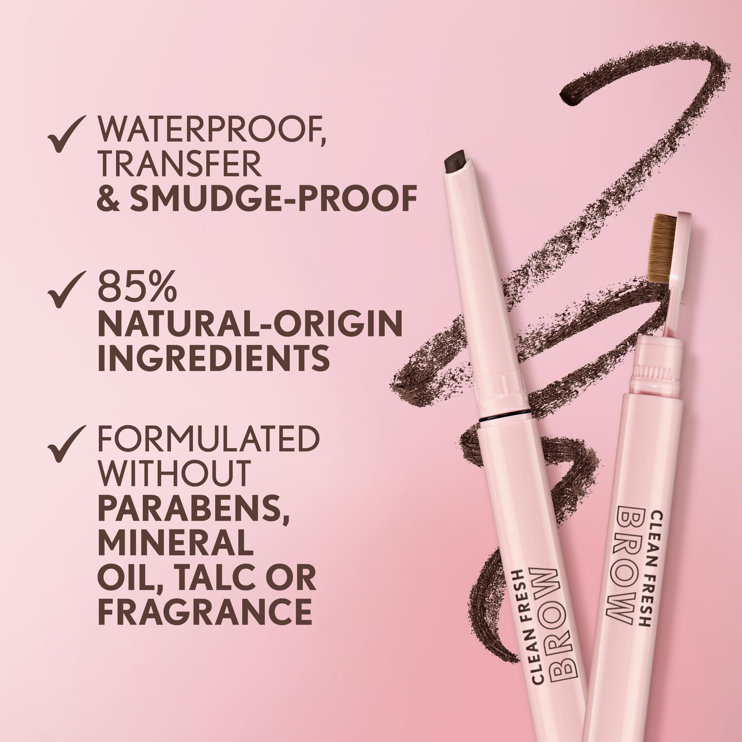 Covergirl Clean Fresh Brow Filler Pomade, 400 Soft Brown, Eyebrow Pencil, Ultra-Precise Tip, Creamy Formula, Highly Pigmented, Soft Matte Finish, Vegan Formula, 0.007oz