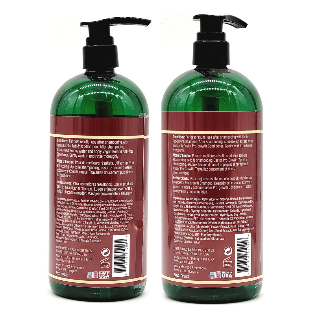 Difeel 2PC Castor Pro-Growth Shampoo & Conditoner Gift Box- Includes 33.8oz. Shampoo and Conditioner