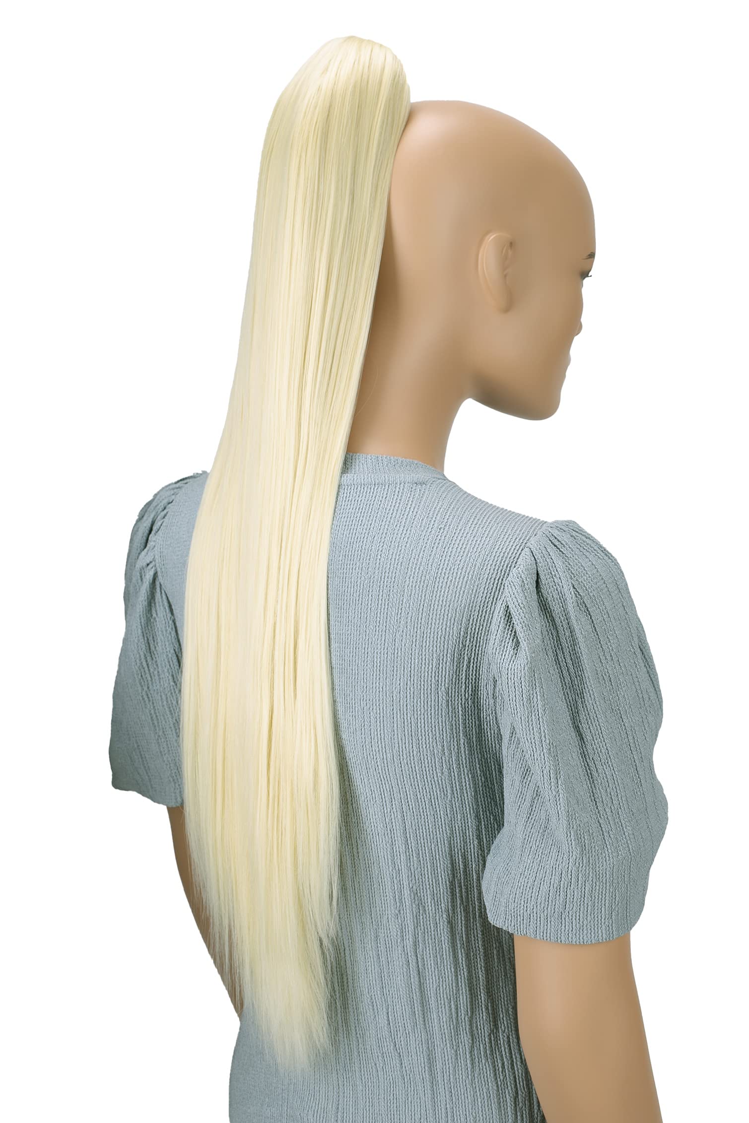 27 (70cm) platinum blond # 613 H76 : PRETTYSHOP 27 Hairpiece Ponytail Clip on Extension Long hair smooth Heat-Resisting H76