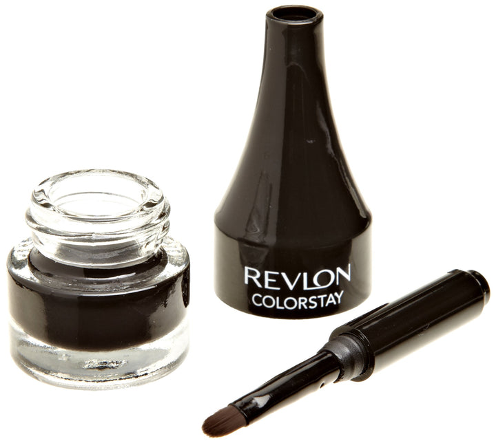 Revlon Crème Gel Eyeliner Crème, ColorStay Eye Makeup, Waterproof, Smudgeproof, Longwearing with Precision Brush Applicator, 001 Black, 0.08 Oz