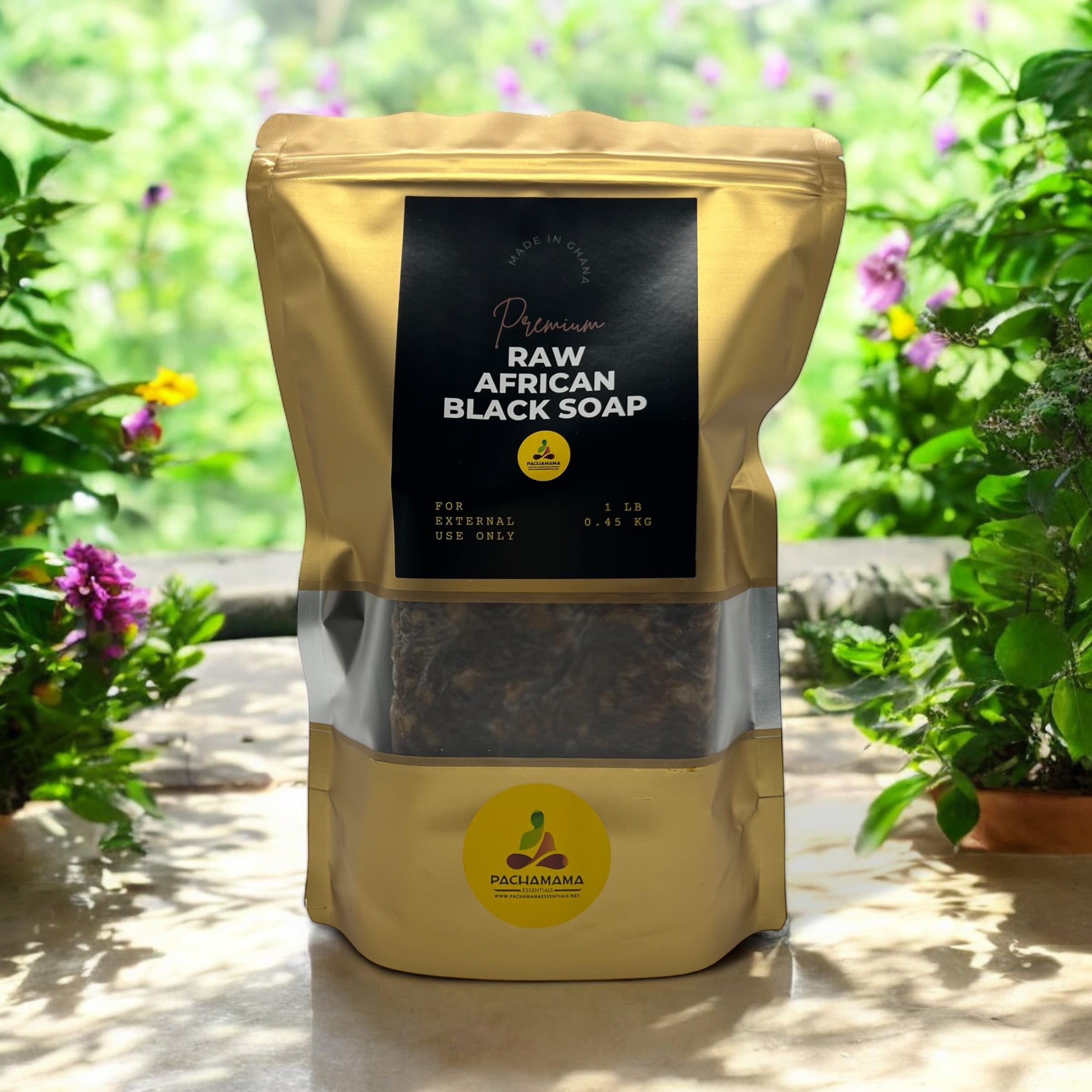 Pachamama Essentials Natural African Black Soap, Pure & Natural Ingredients, Imported From Ghana - 1 lb (16 oz)