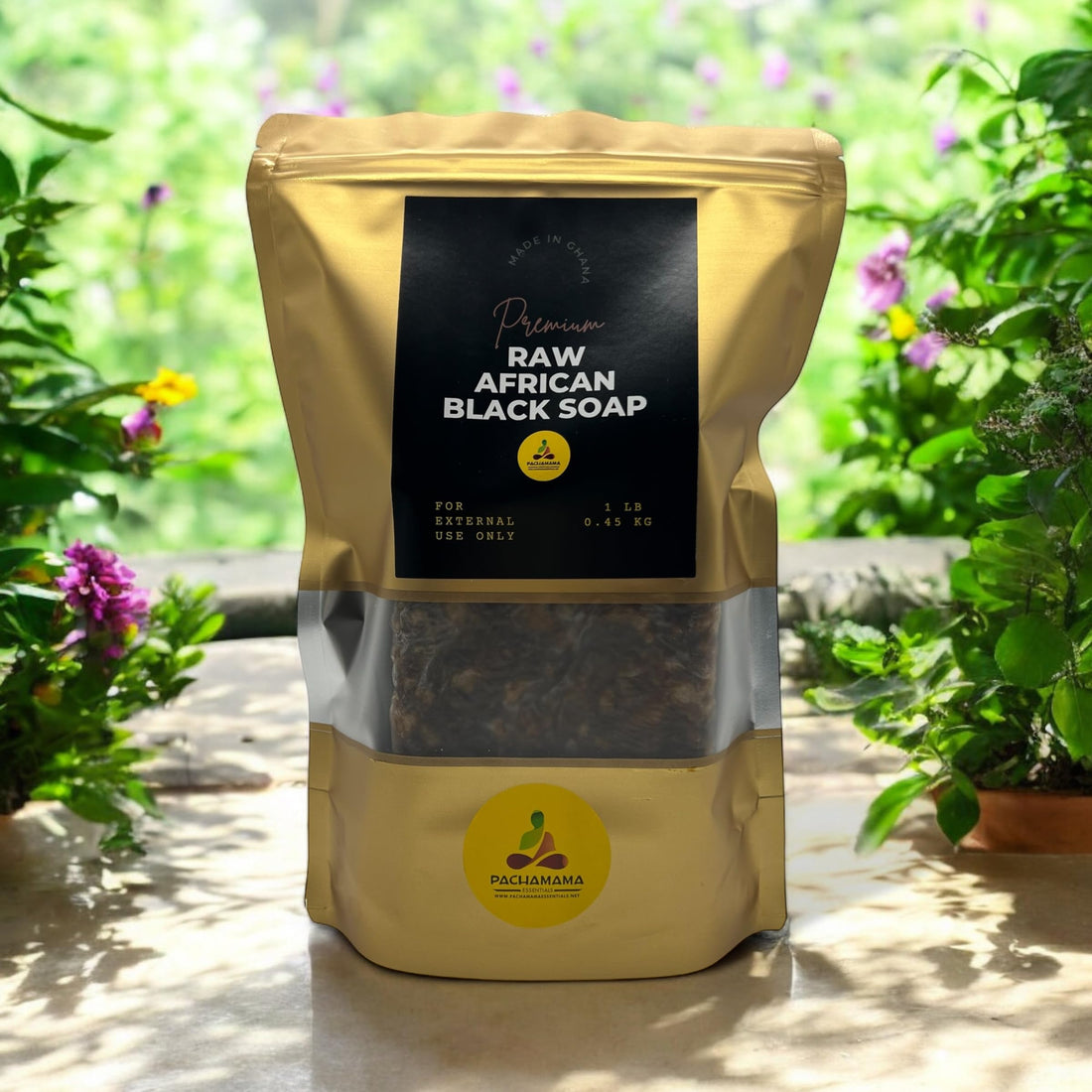 Pachamama Essentials Natural African Black Soap, Pure & Natural Ingredients, Imported From Ghana - 1 lb (16 oz)