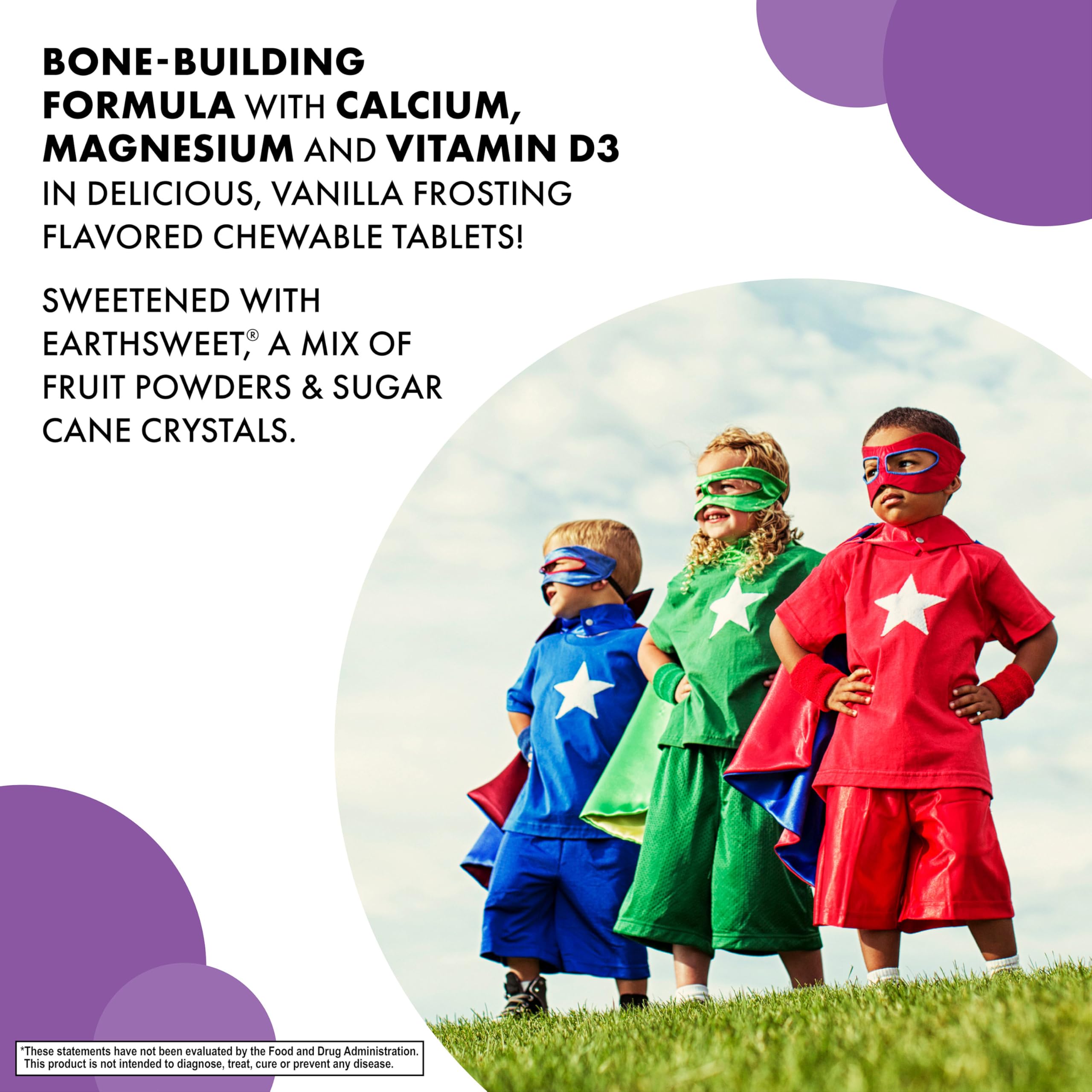 BlueBonnet Super Earth Rainforest Animalz Calcium Magnesium And Vitamin D3 Chews, Natural Vanilla Frosting, White, 90 Count