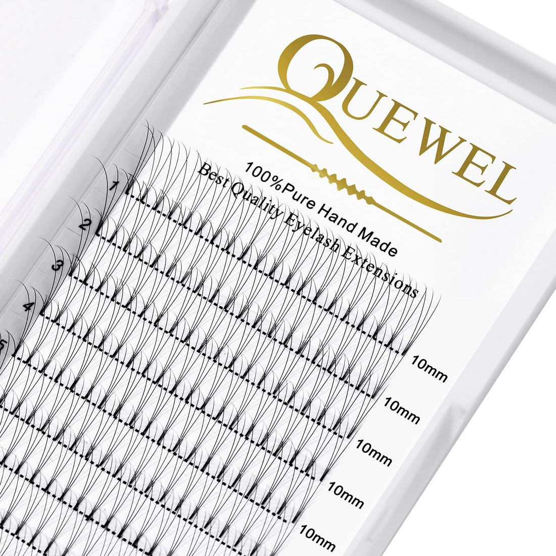 Quewel lash 3D-0.10-C, 10Mm: Russian Volume Premade Fans Eyelashes Extension 3D 4D Thickness 0.07/0.10 Curl C/D Length 8-15Mm By Quewel (3D-0.10-C, 10Mm)