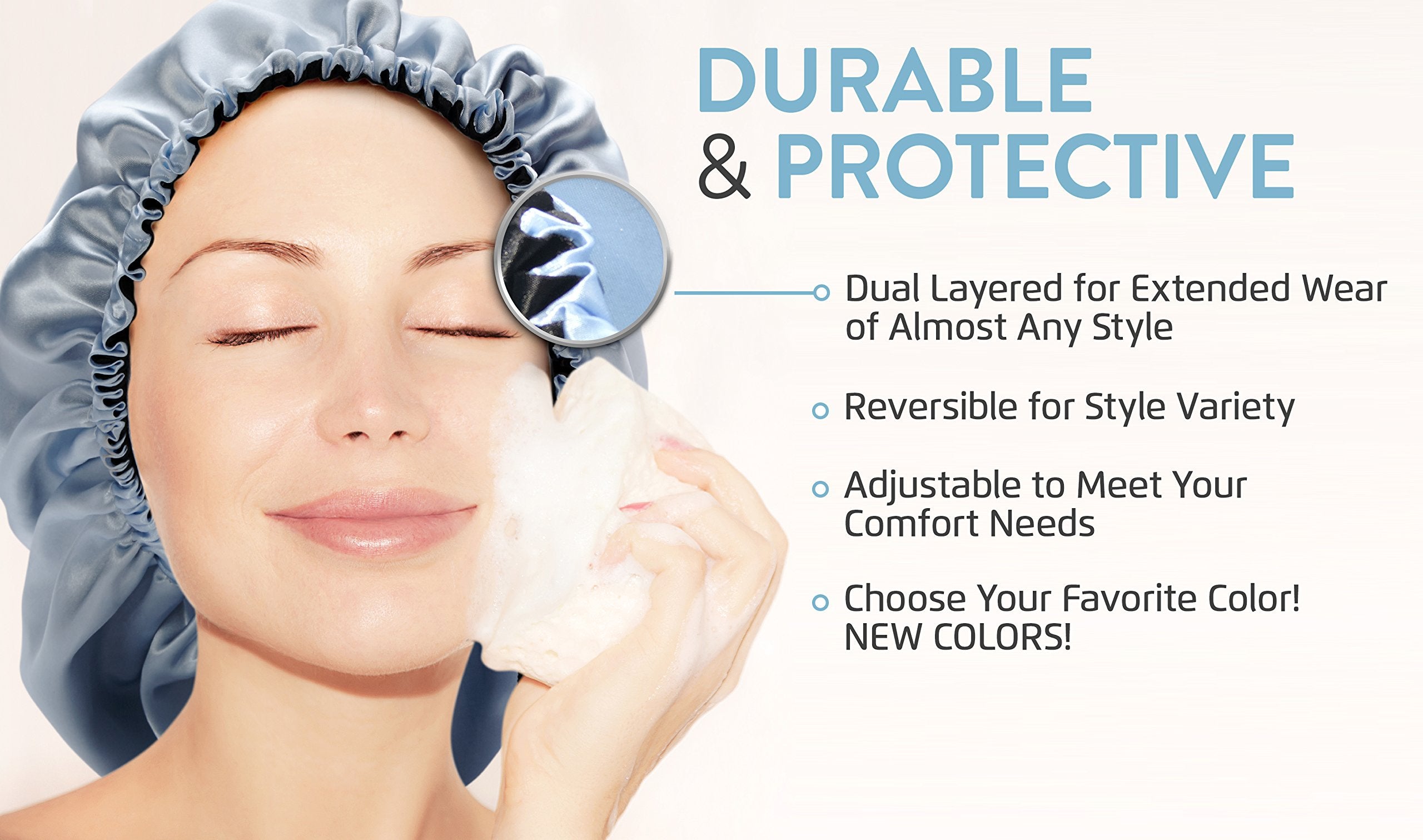 Satin Bonnet-Premium, Extra Large Satin Sleep Bonnet Cap, Double Layered, Reversible, Multi Color, (Purple/Black) Adjustable Satin Cap by Glow By Daye