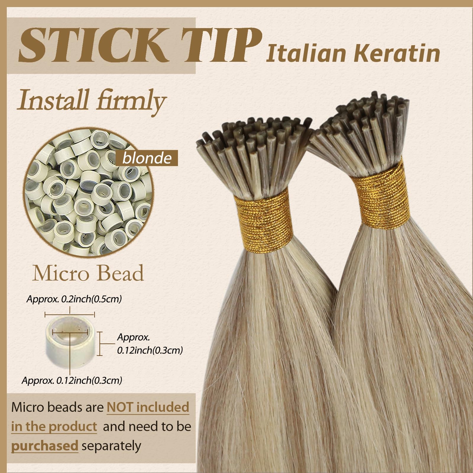 20, Dark Ash Brown With Golden Blonde: Youngsee 20Inch I Tip Hair Extensions Human Hair Golden Blonde Highlight With Light Blonde Pre Bonded I Tip Human Hair Extensions 1G/S 5