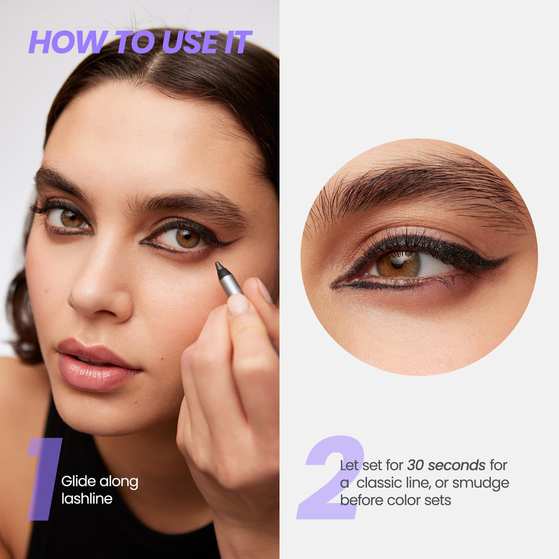 Wonderskin 1440 Longwear Black Glitter Eyeliner Pencil, 2 Pack - Waterproof, Sharpenable Eyeliner & Smudge Proof Eye Liner Pencils (Black Truffle)