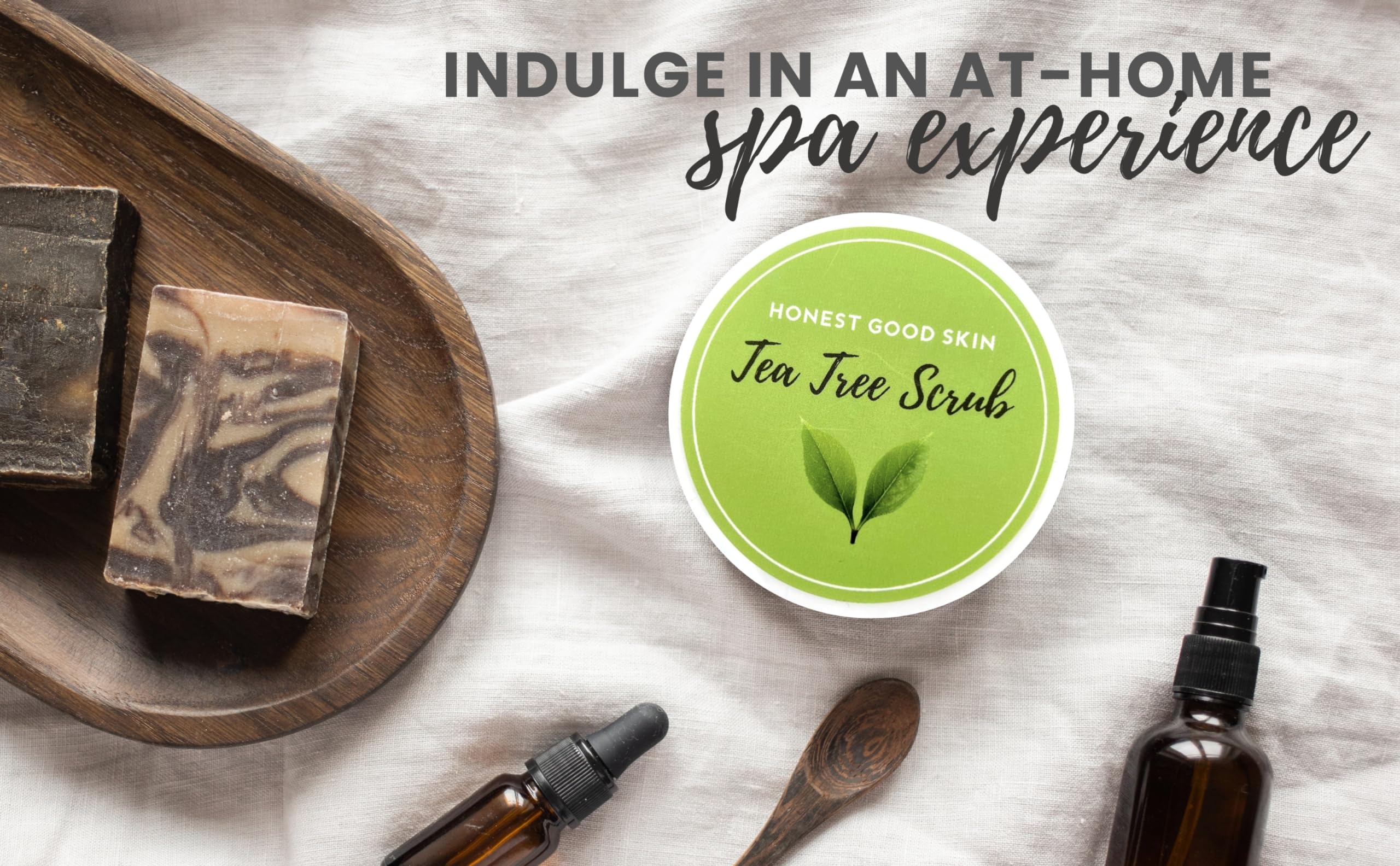 Honest Good Skin Sea Salt Scrub, 10oz Shea Butter Body Scrub, Exfoliating, Dead Skin Removal (Tea Tree)