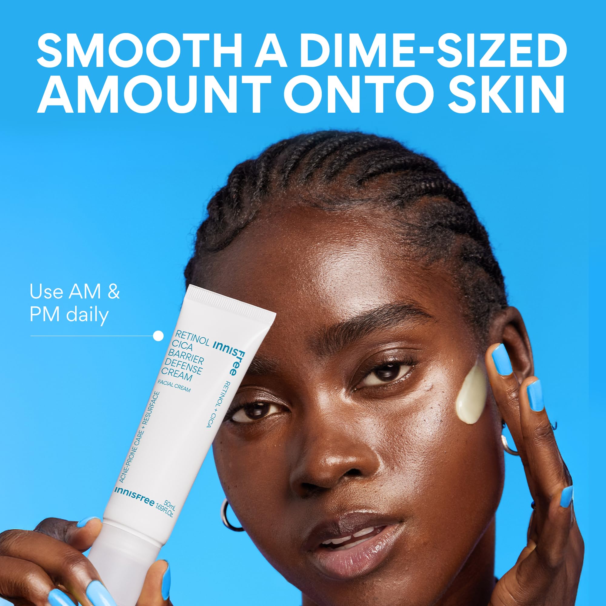 innisfree Retinol Cica Barrier Defense Cream, Calming Korean Face Cream with Cica for Acne Prone Skin