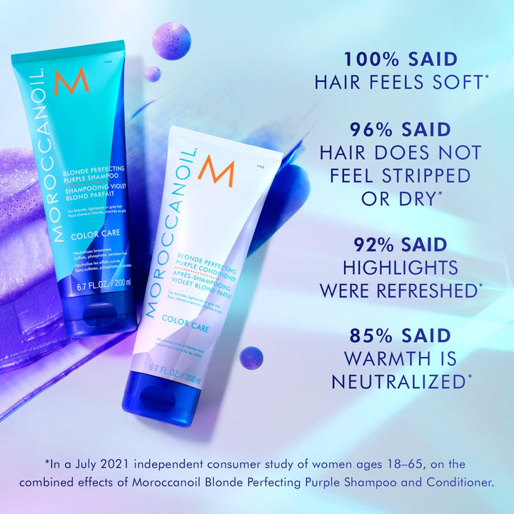 Moroccanoil Blonde Perfecting Purple Shampoo And Conditioner Bundle, 6.7 Fl. Oz. Set